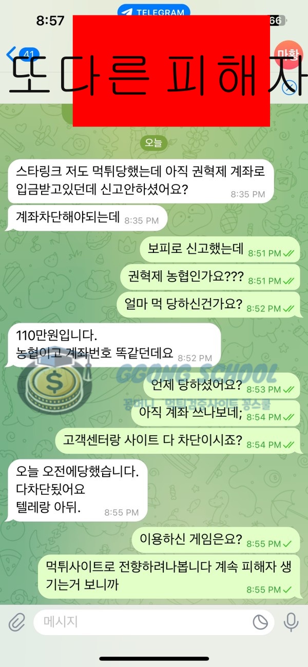 스타링크 환전 요청 후 정지된 타이밍과 텔레그램 차단 화면
