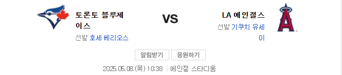 토론토 5 대 4 에인절스 예상 스코어 및 추천 배팅
