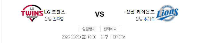 삼성 vs LG 예상 스코어 4:5, 오버 8.5 분석 이미지