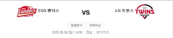 LG 트윈스 vs SSG 랜더스 예상 스코어 4-3